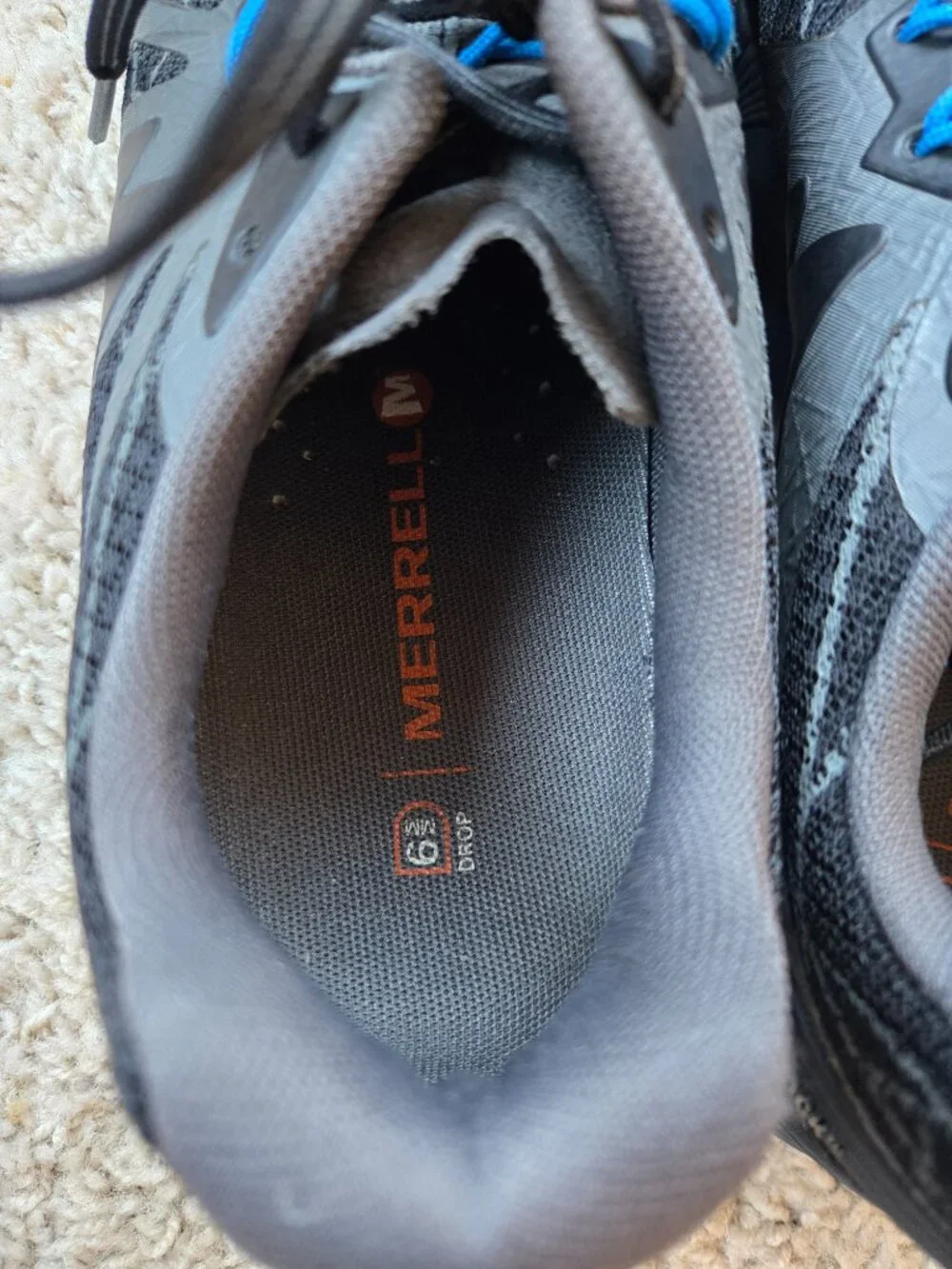 Merrell Agility Peak Flex Trail Running Shoes Black Gray Blue Men's US 8.5